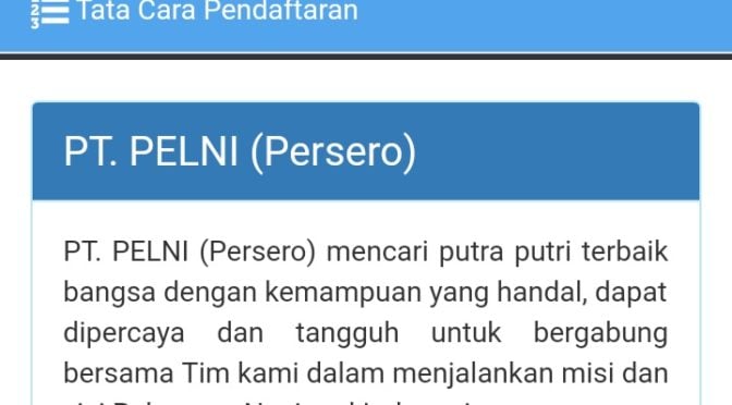 Lowongan PT. PELNI (Persero)