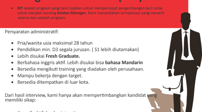 Lowongan Management Trainee PT. VALBURY