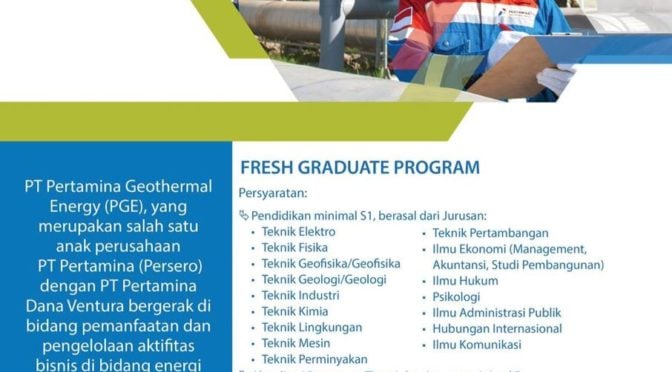 Lowongan PT Pertamina Geothermal Energy