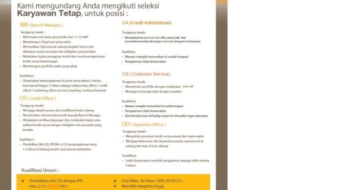 Loker Bank BTPN