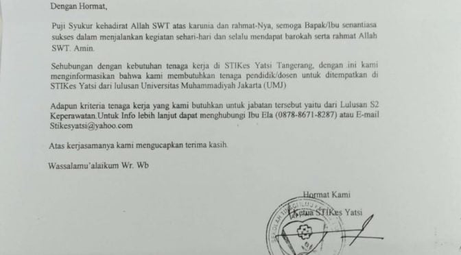 Lowongan Kerja Dosen Keperawatan