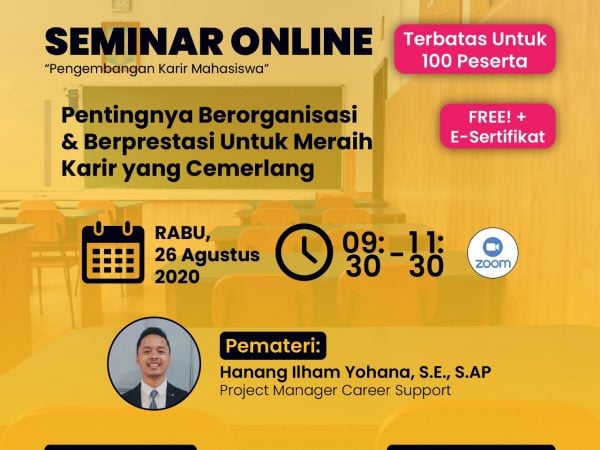 SEMINAR ONLINE (Free + E-Sertifikat) Terbatas Untuk 100 Peserta