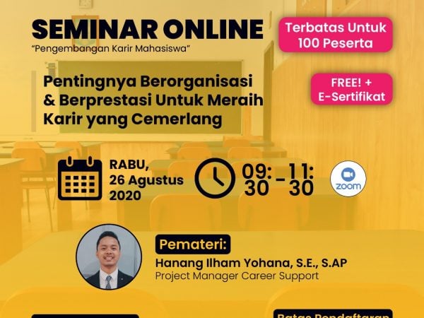 SEMINAR ONLINE (Free + E-Sertifikat ) Terbatas Untuk 100 Peserta