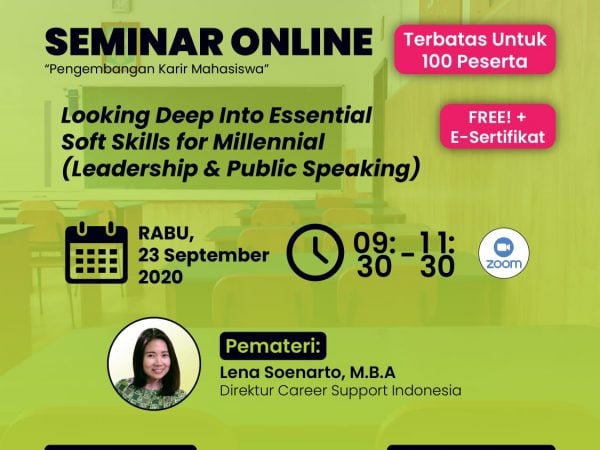 SEMINAR ONLINE (Free + E-Sertifikat ) Terbatas untuk 100 peserta