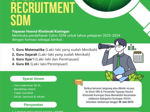 Info Lowongan Pekerjaan di Yayasan Husnul Khotimah Kuningan