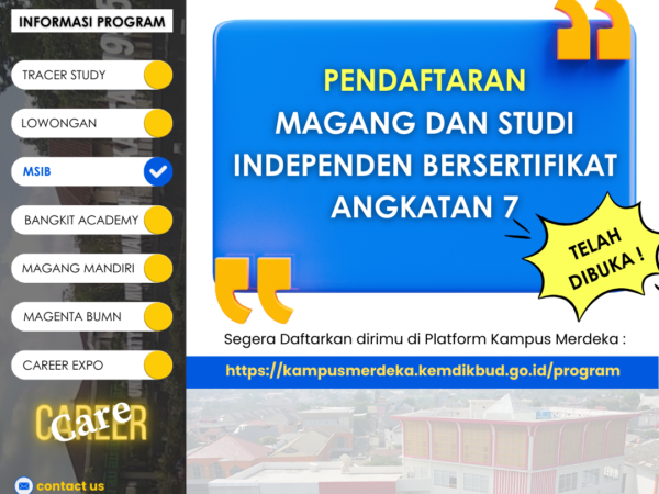 TELAH DIBUKA !!! PENDAFTARAN MAGANG DAN STUDI INDEPENDEN BERSERTIFIKAT (MSIB) ANGKATAN 7 TAHUN 2024